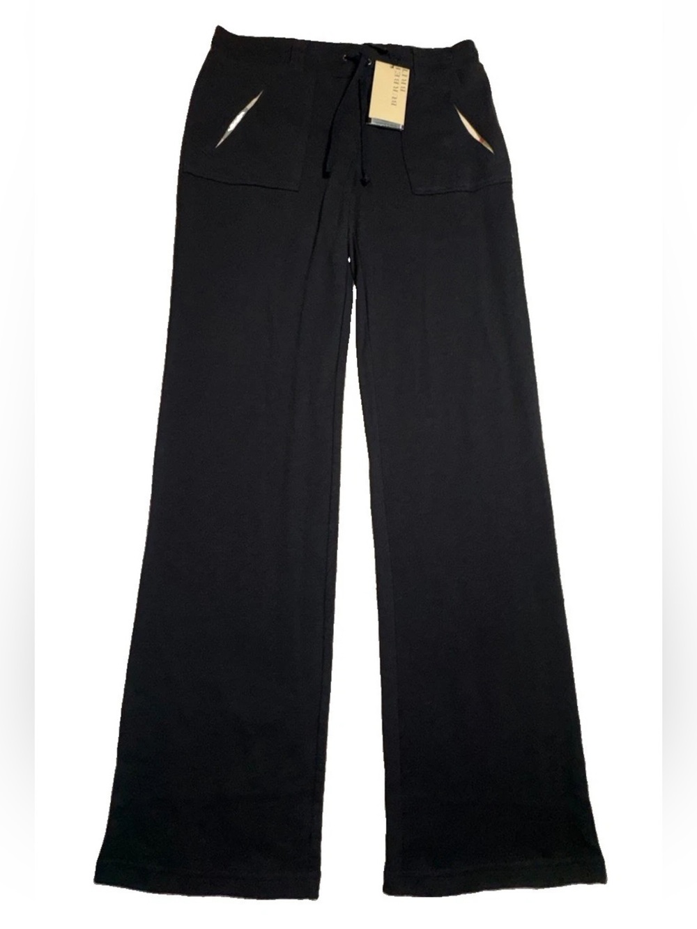 Burberry Brit Women’s Black Wide Leg Sweatpants M Nova Check NWT $195